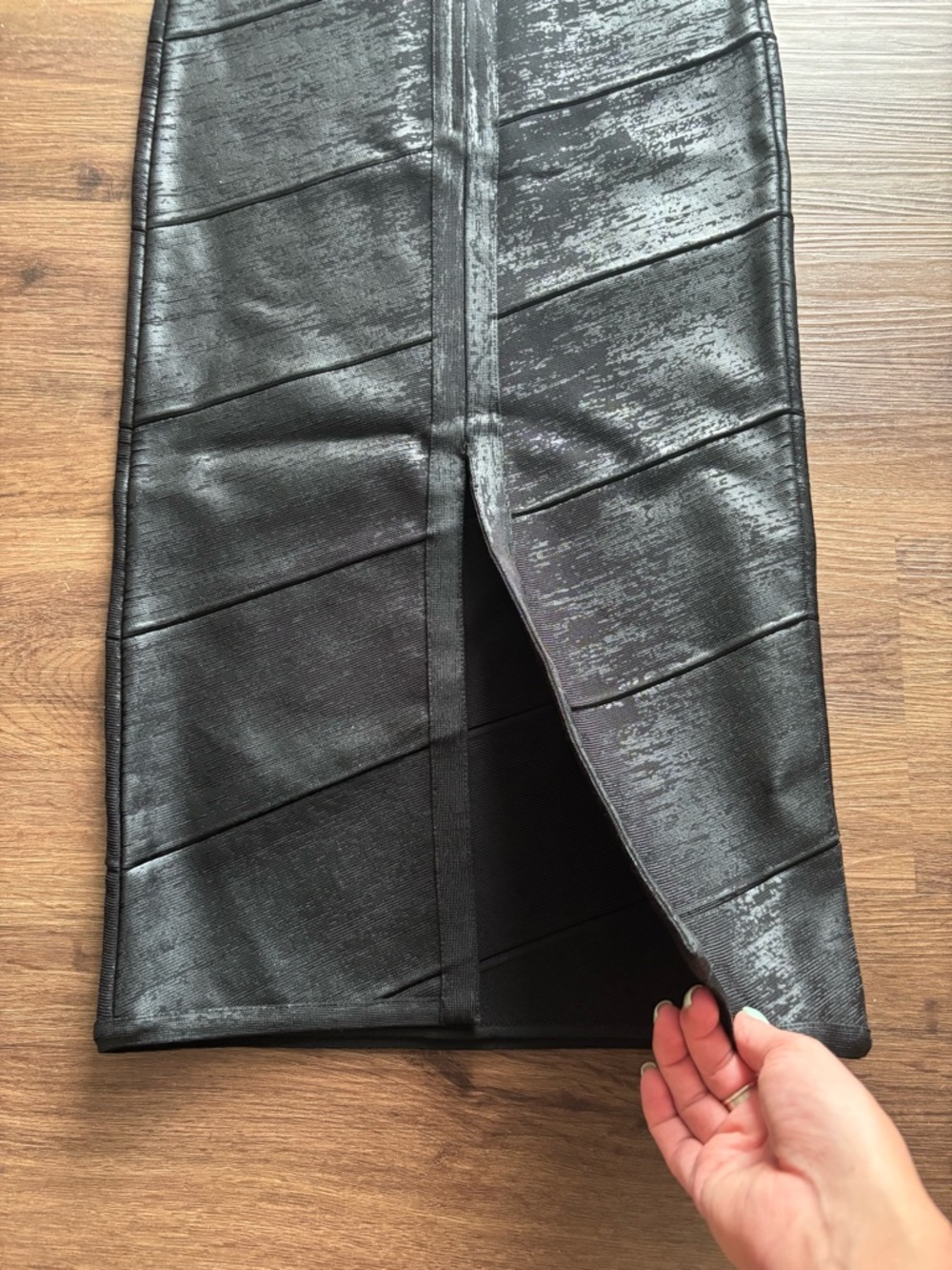 Herve Leger Black Foil Midi Dress - Picture 4 of 4